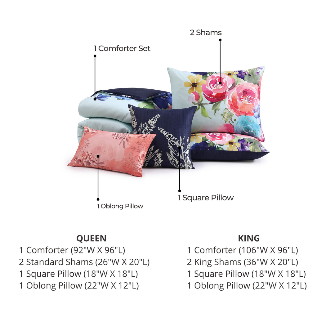 Bebejan Aqua Fiesta 5 Piece Reversible Comforter Set