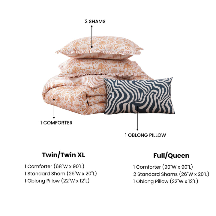BebeTeen Clay Trees Reversible Comforter Set