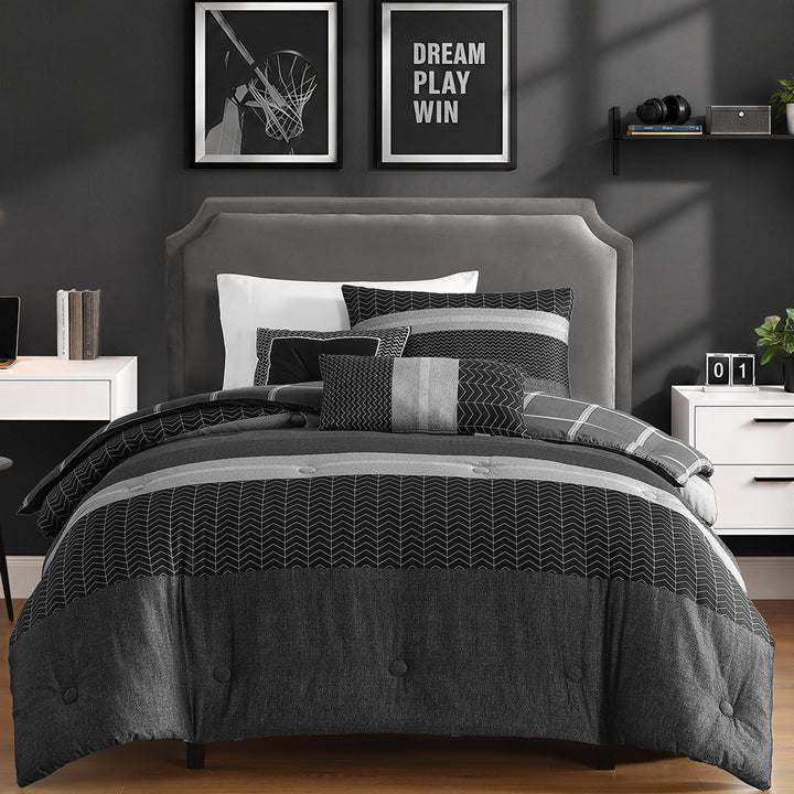 Bebejan Kyle Black 5 Piece Reversible Comforter Set