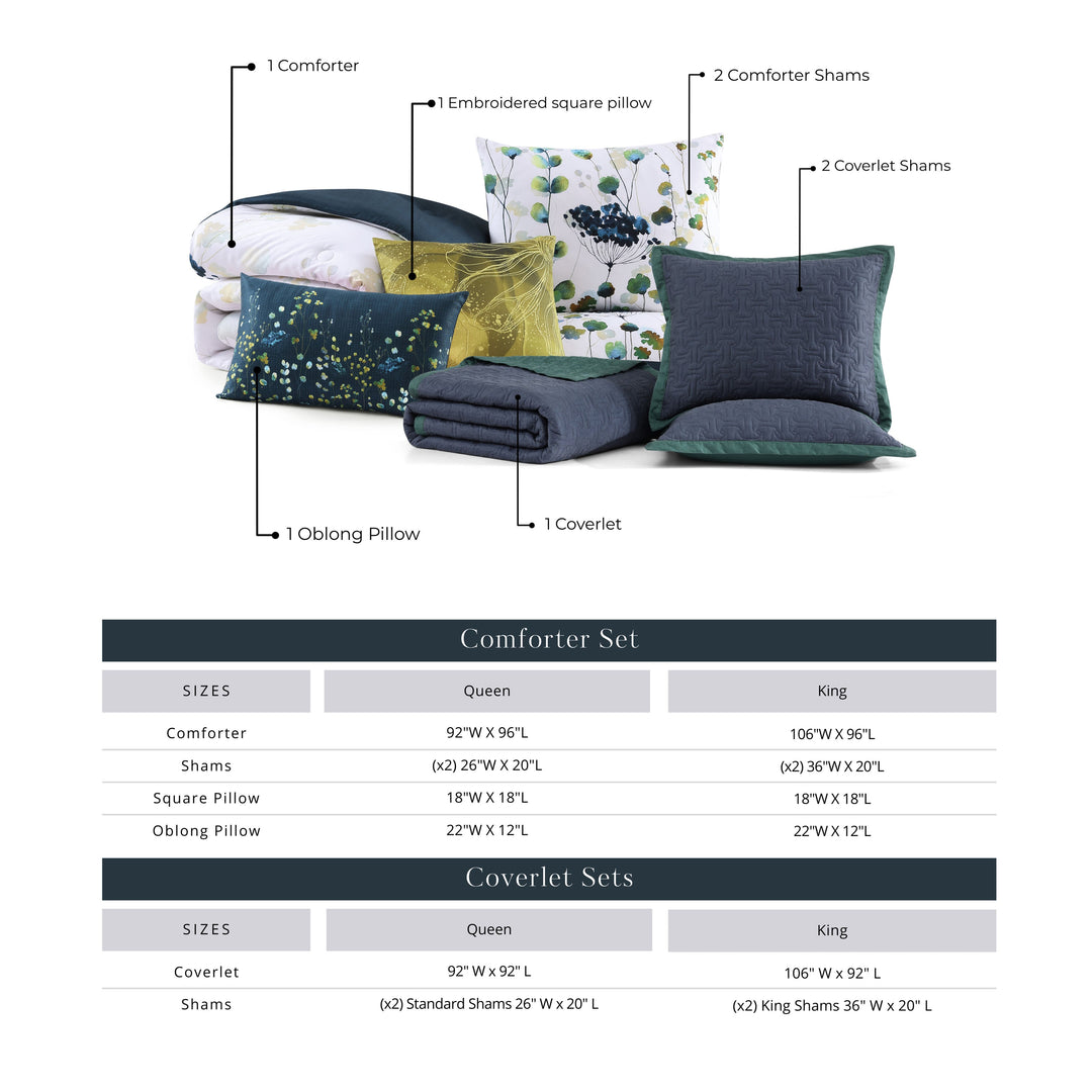 Bebejan Abstract Vines 8 Piece Reversible Comforter & Coverlet Set