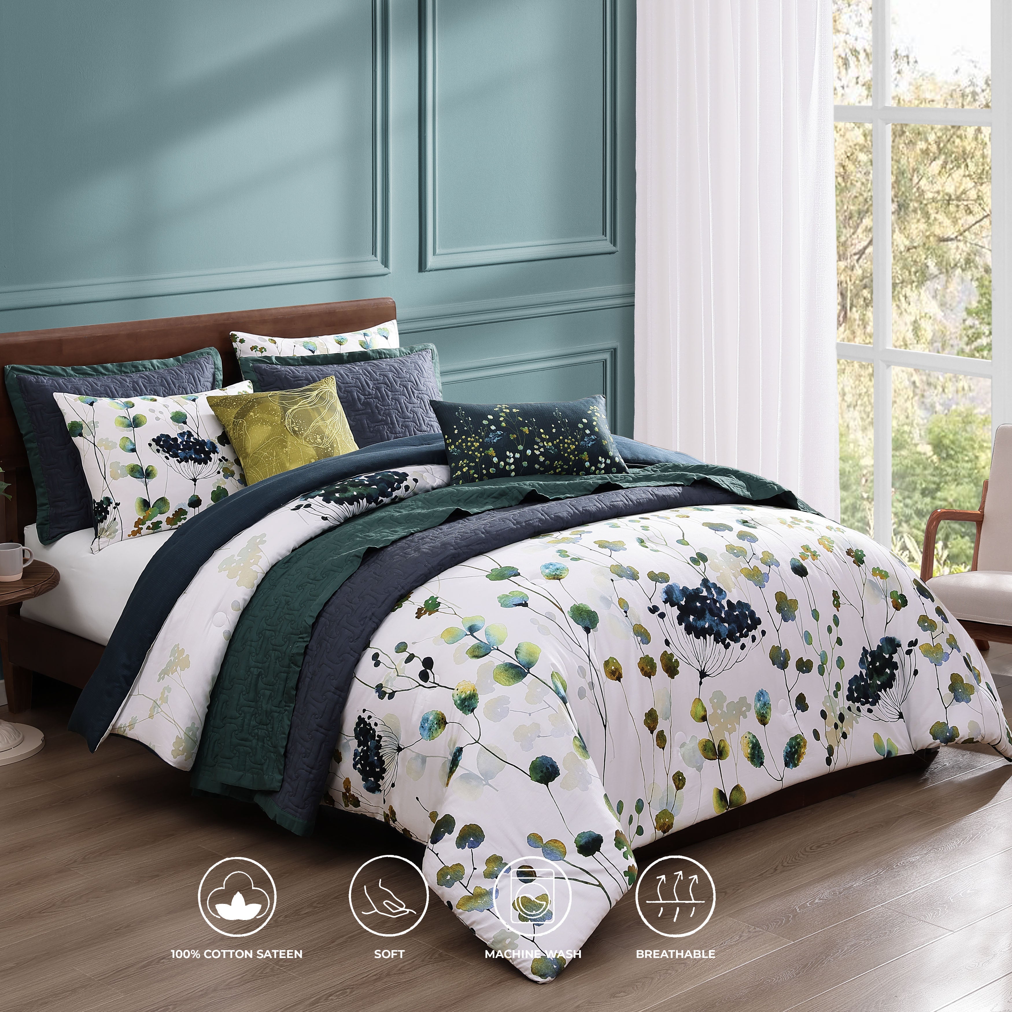 Bebejan Abstract Vines 8 Piece Reversible Comforter & Coverlet Set