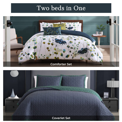 Bebejan Abstract Vines 8 Piece Reversible Comforter & Coverlet Set