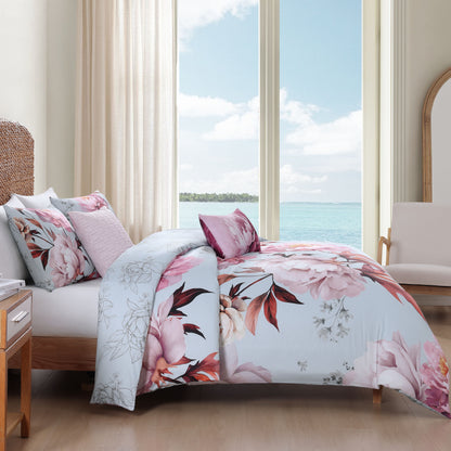 Bebejan Blooming Peonies 5 Piece Reversible Comforter Set