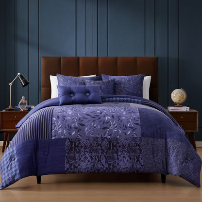 Bebejan Blue Denim Patchwork 5 Piece Reversible Comforter Set Comforter Sets By Bebejan®