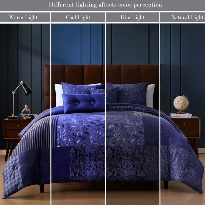 Bebejan Blue Denim Patchwork 5 Piece Reversible Comforter Set Comforter Sets By Bebejan®