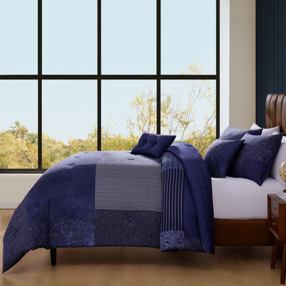 Bebejan Blue Denim Patchwork 5 Piece Reversible Comforter Set Comforter Sets By Bebejan®