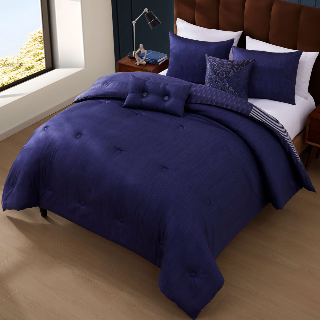 Bebejan Blue Denim Patchwork 5 Piece Reversible Comforter Set Comforter Sets By Bebejan®