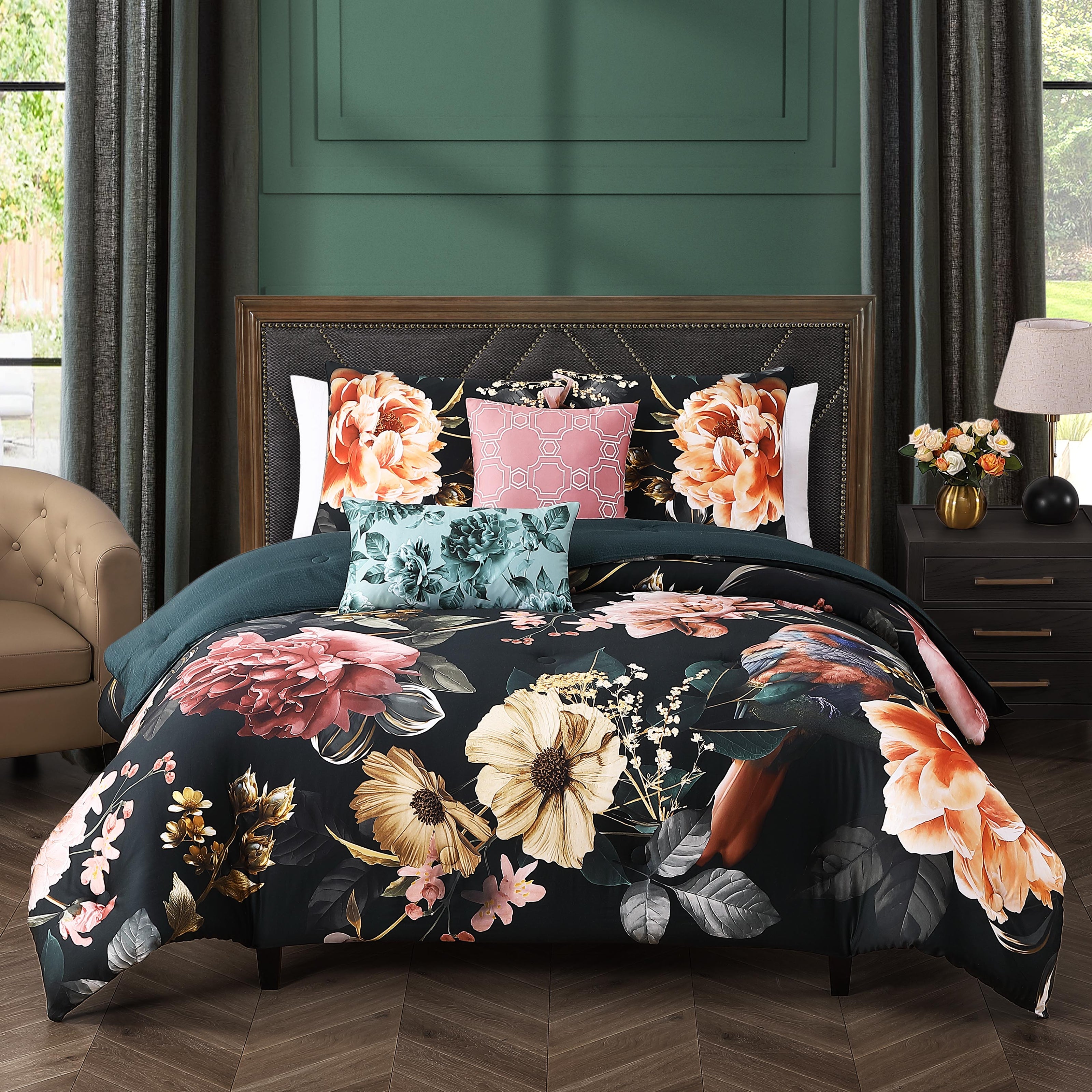 Bebejan Botanical Birds 5 Piece Reversible Comforter Set