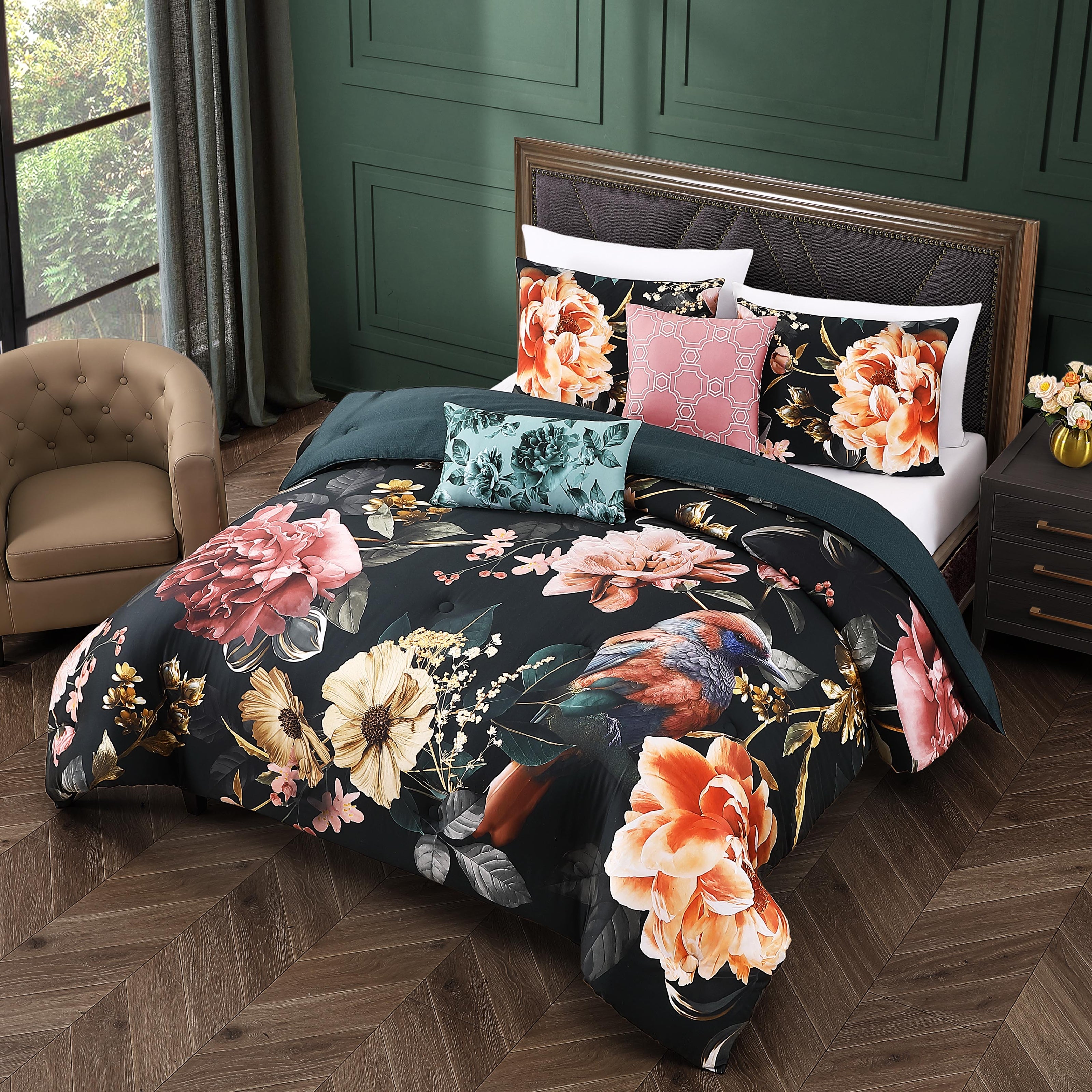 Bebejan Botanical Birds 5 Piece Reversible Comforter Set