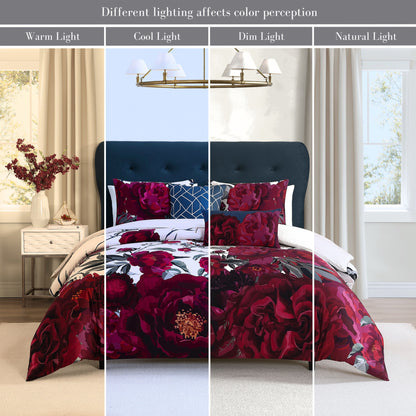 Bebejan Burgundy Branches 5 Piece Reversible Comforter Set