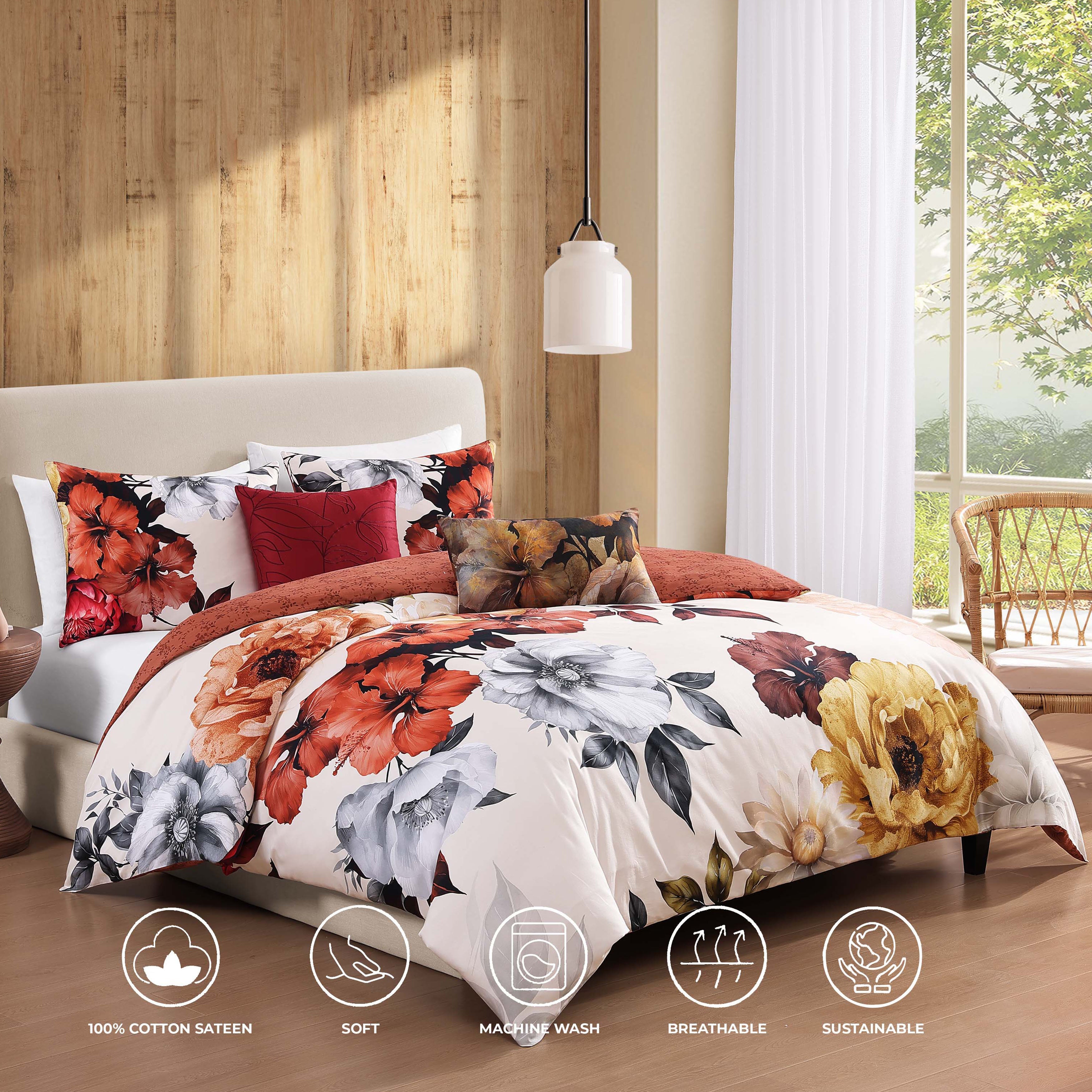 Bebejan Carnelian Flora 5 Piece Reversible Comforter Set Comforter Sets By Bebejan®