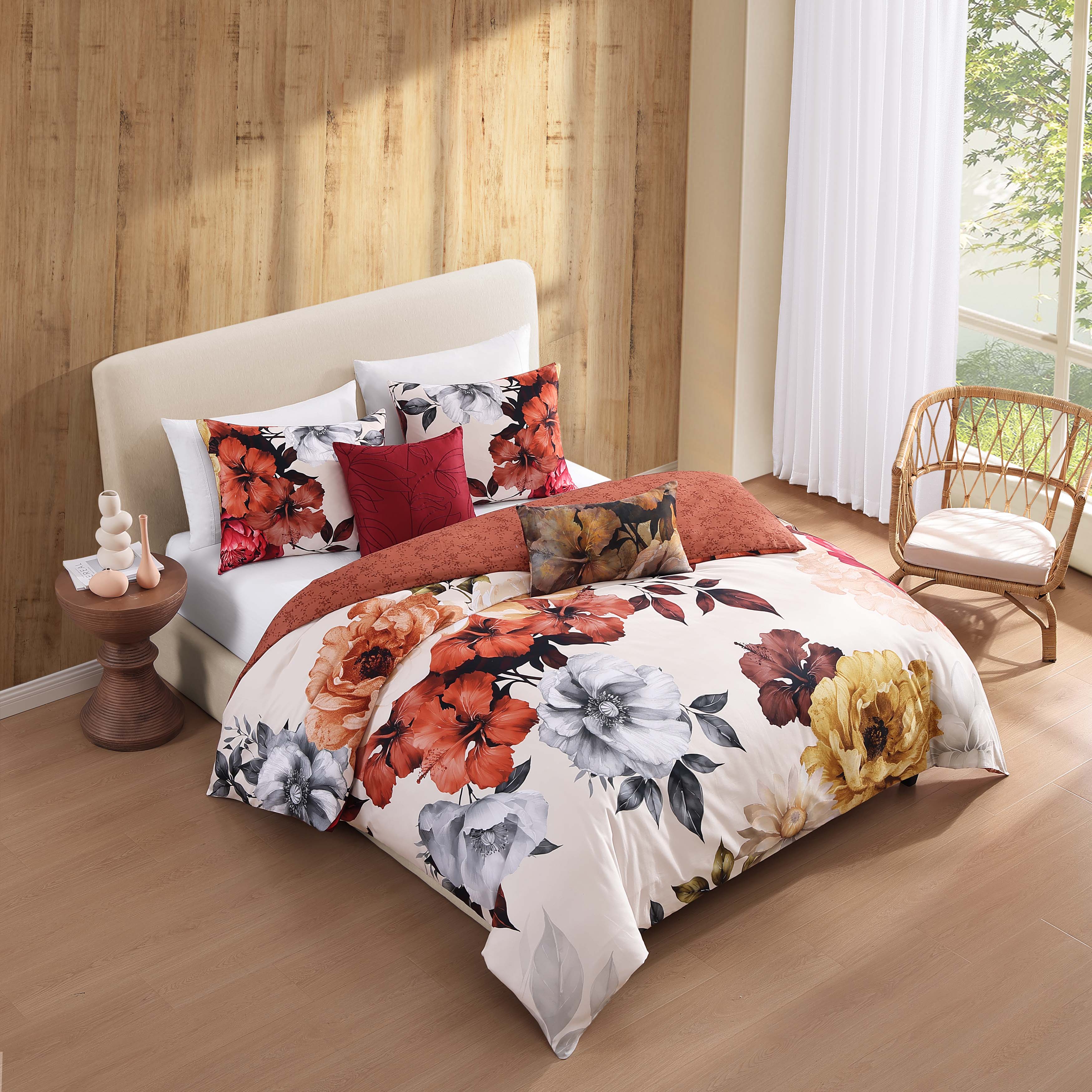 Bebejan Carnelian Flora 5 Piece Reversible Comforter Set