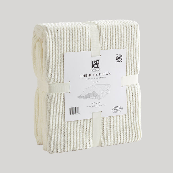 Bebejan Chenille Throw - Ivory Final Sale Throws By US Office - Latest Bedding