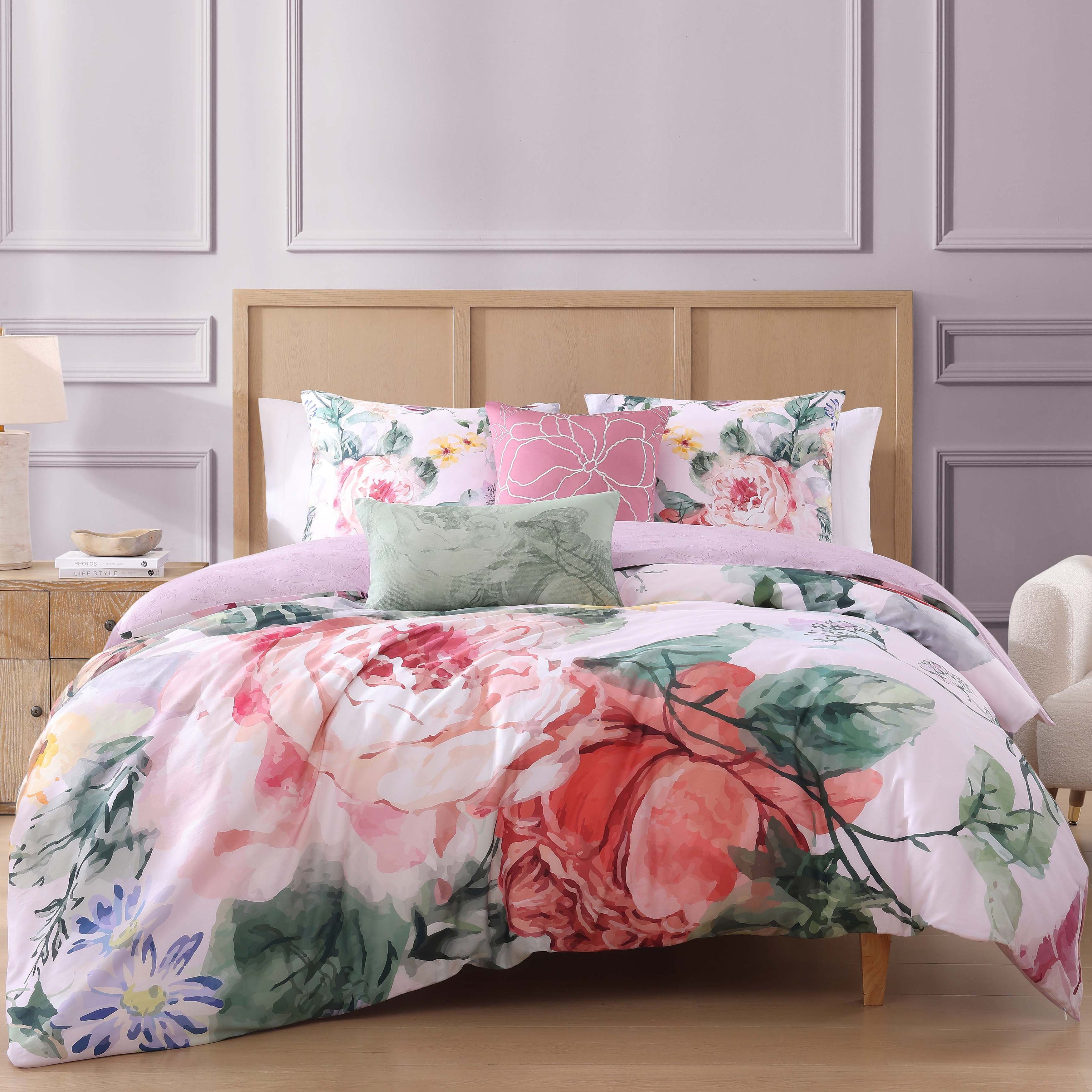 Bebejan Cool Pink Roses 5 Piece Reversible Comforter Set Comforter Sets By Bebejan®