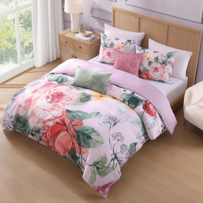 Bebejan Cool Pink Roses 5 Piece Reversible Comforter Set Comforter Sets By Bebejan®