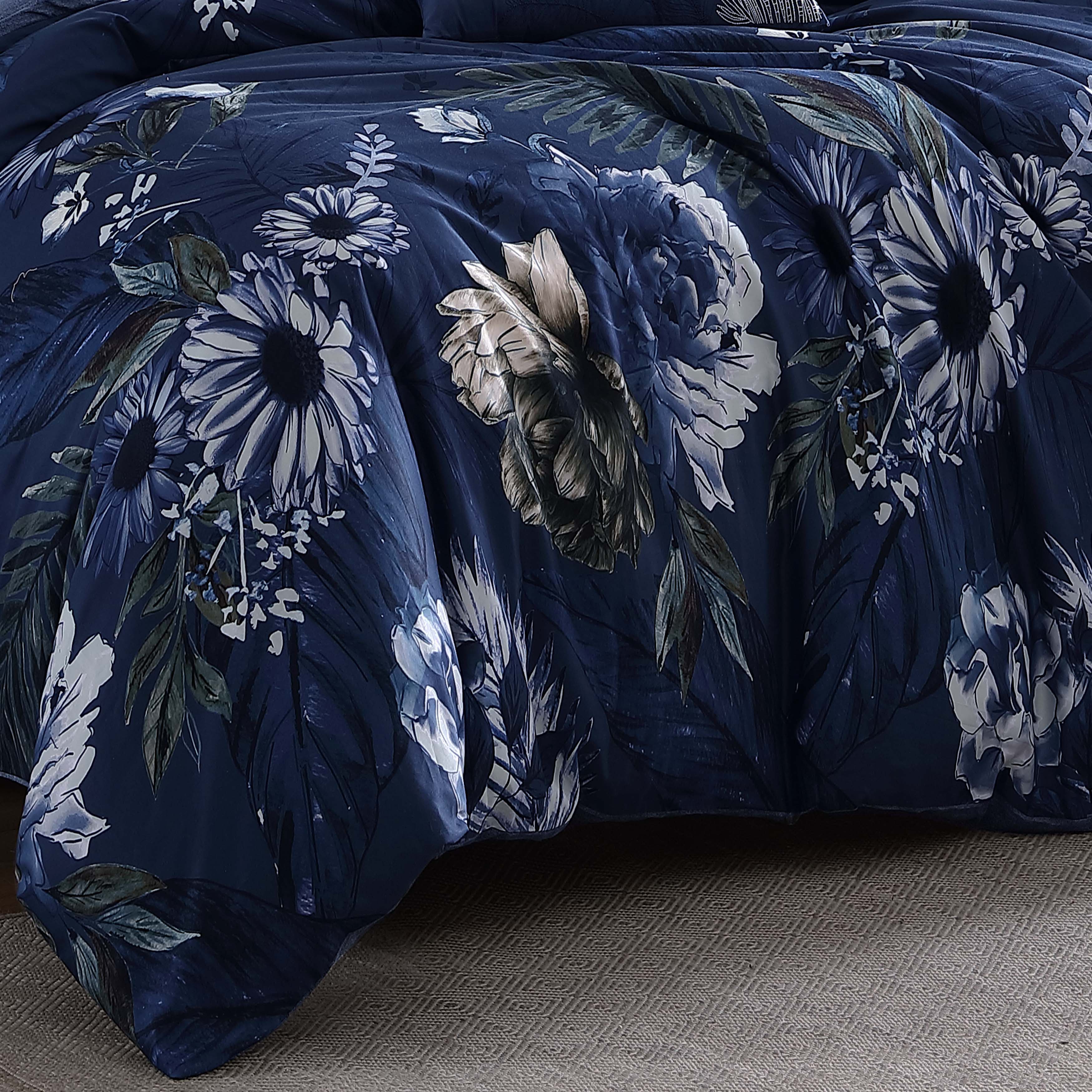 Bebejan Daisy Blue 5 Piece Queen Size Reversible Comforter Set - FINAL SALE