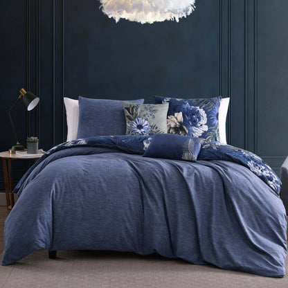 Bebejan Daisy Blue 5 Piece Queen Size Reversible Comforter Set - FINAL SALE