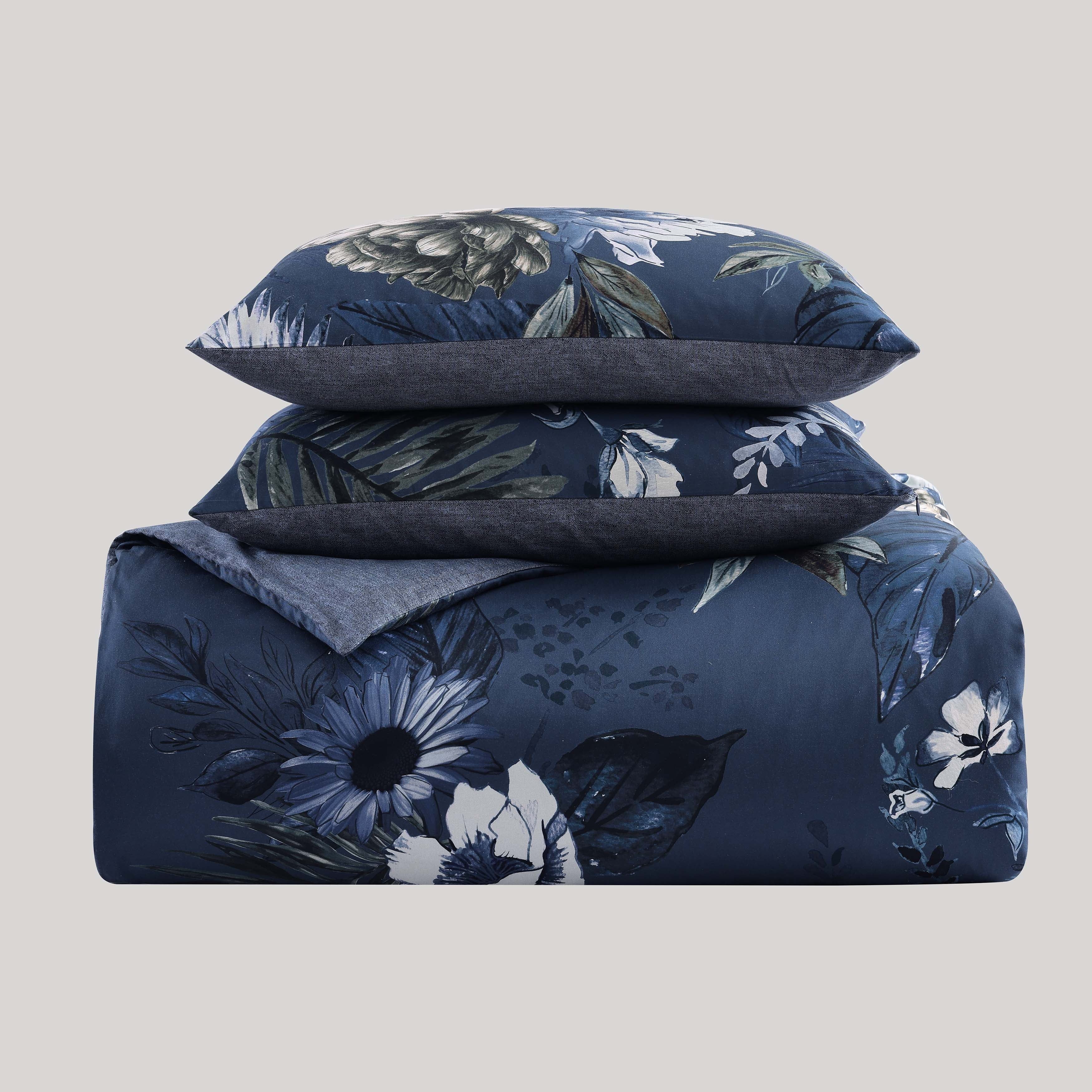 Bebejan Daisy Blue 5 Piece Queen Size Reversible Comforter Set - FINAL SALE