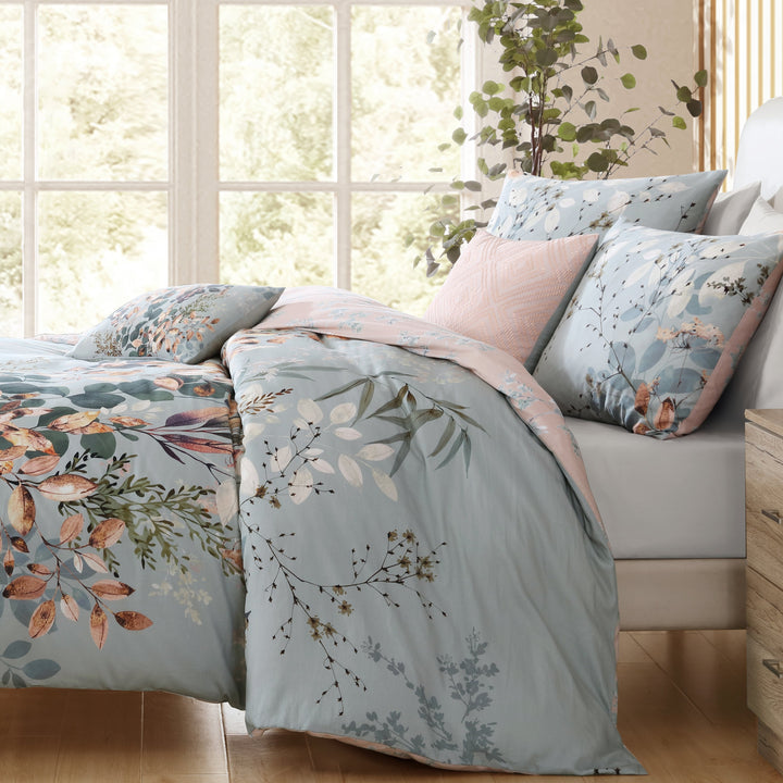 Bebejan Peach Leaves on Sage 5 Piece Reversible Comforter Set Comforter Sets By Bebejan®