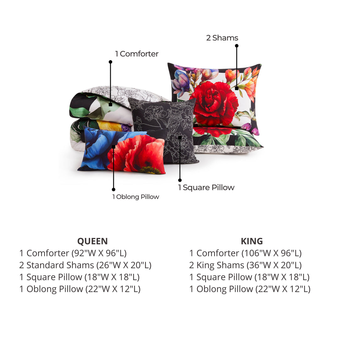 Bebejan Petal Portrait 5 Piece Reversible Comforter Set