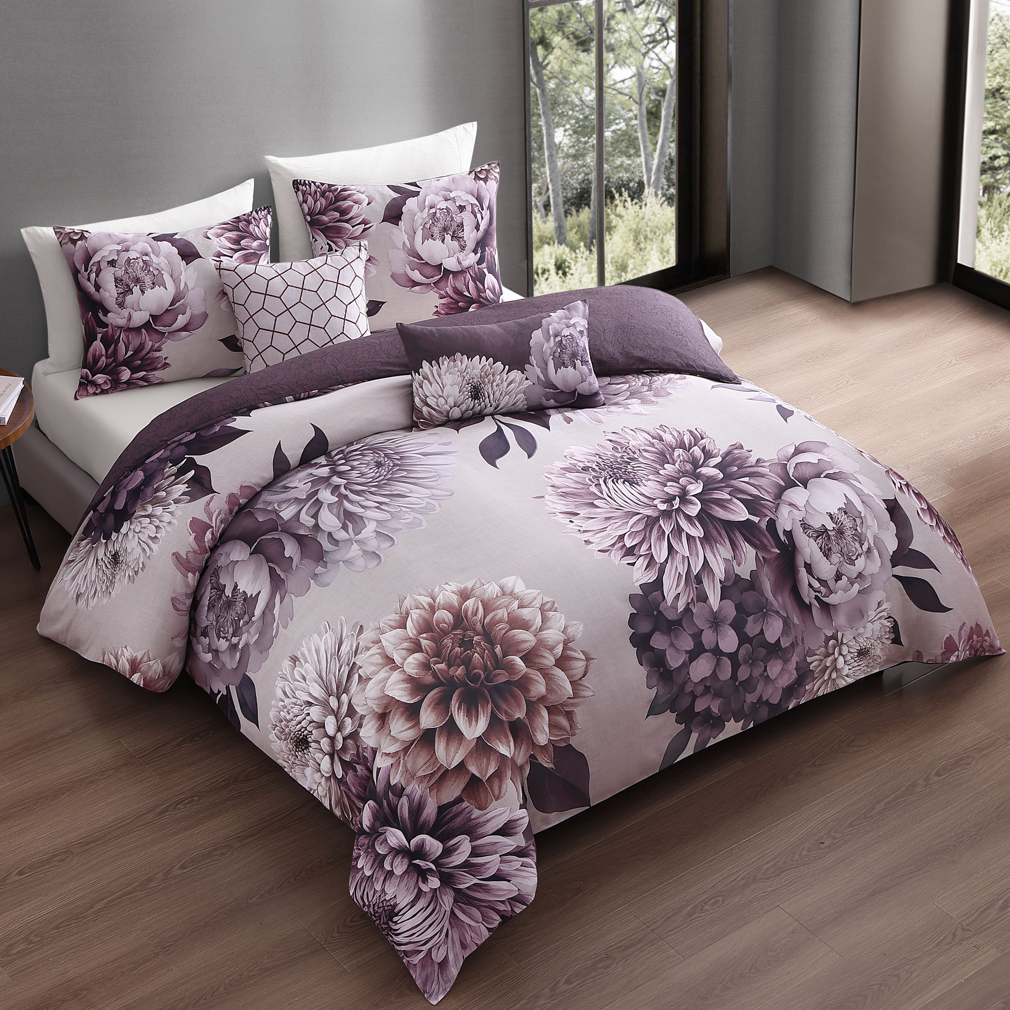 Bebejan Plum Petal 5 Piece Reversible Comforter Set