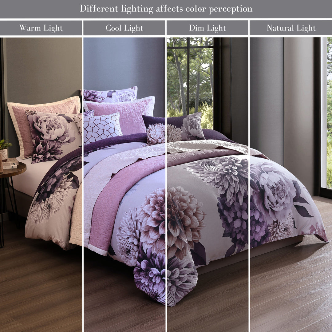 Bebejan Plum Petal 8 Piece Reversible Comforter & Coverlet Set