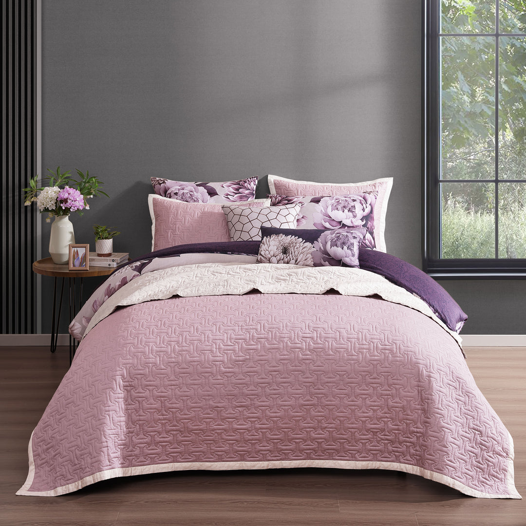 Bebejan Plum Petal 8 Piece Reversible Comforter & Coverlet Set