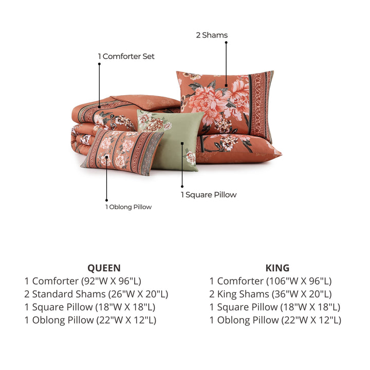Bebejan Rossana 5 Piece Reversible Comforter Set in QUEEN - Final Sale