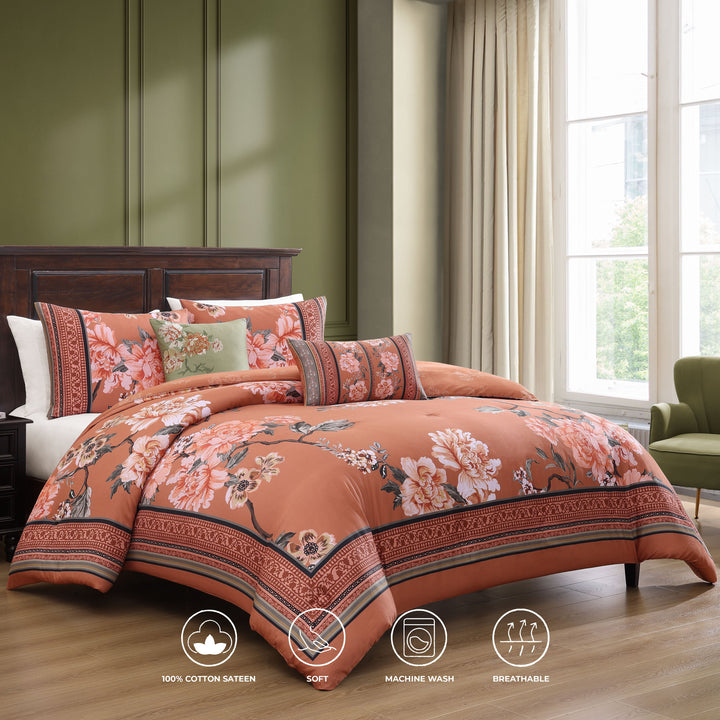 Bebejan Rossana 5 Piece Reversible Comforter Set in QUEEN - Final Sale