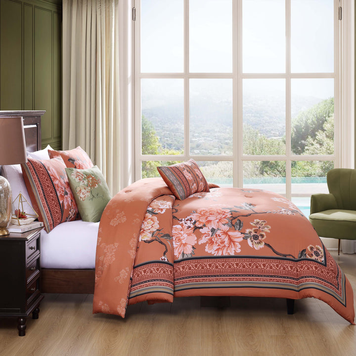 Bebejan Rossana 5 Piece Reversible Comforter Set in QUEEN - Final Sale