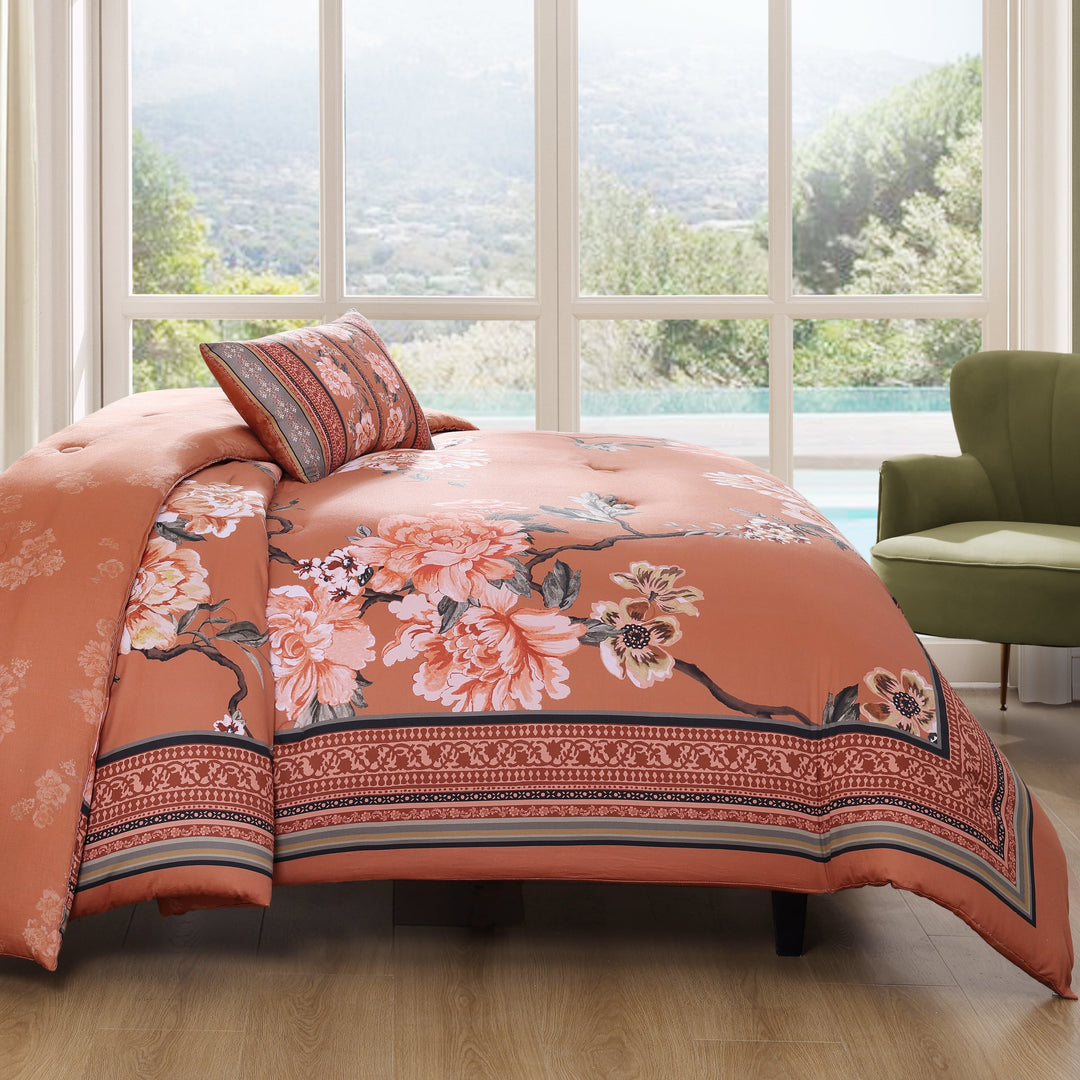 Bebejan Rossana 5 Piece Reversible Comforter Set in QUEEN - Final Sale