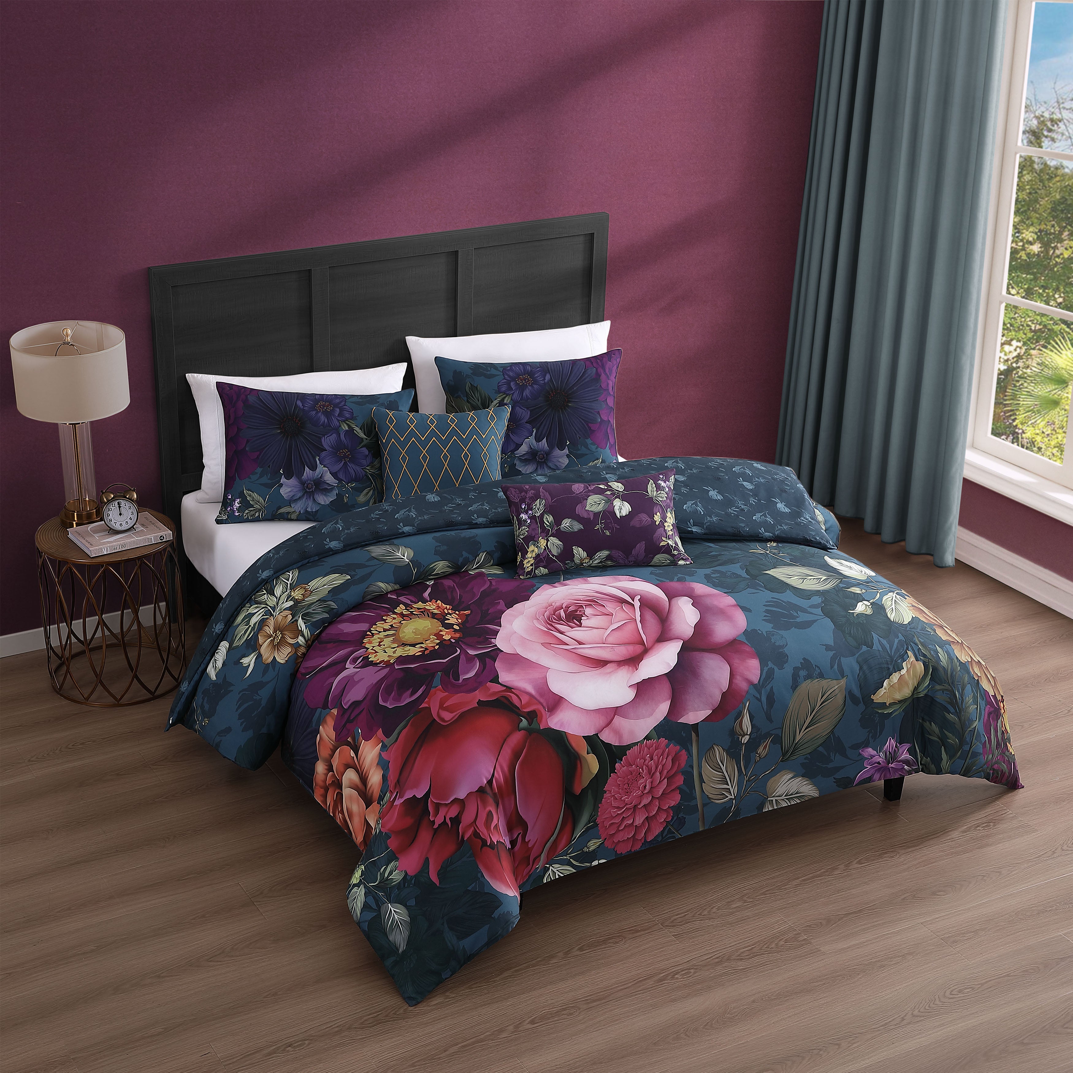 Bebejan Vibrant Flora 5 Piece Reversible Comforter Set
