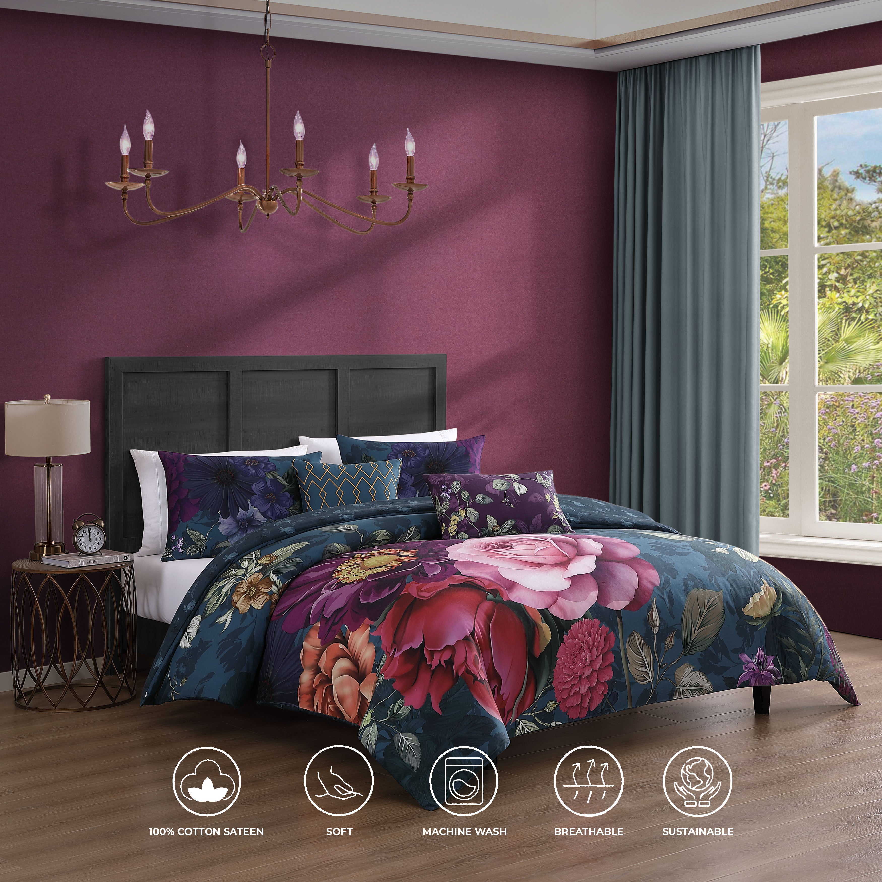 Bebejan Vibrant Flora 5 Piece Reversible Comforter Set