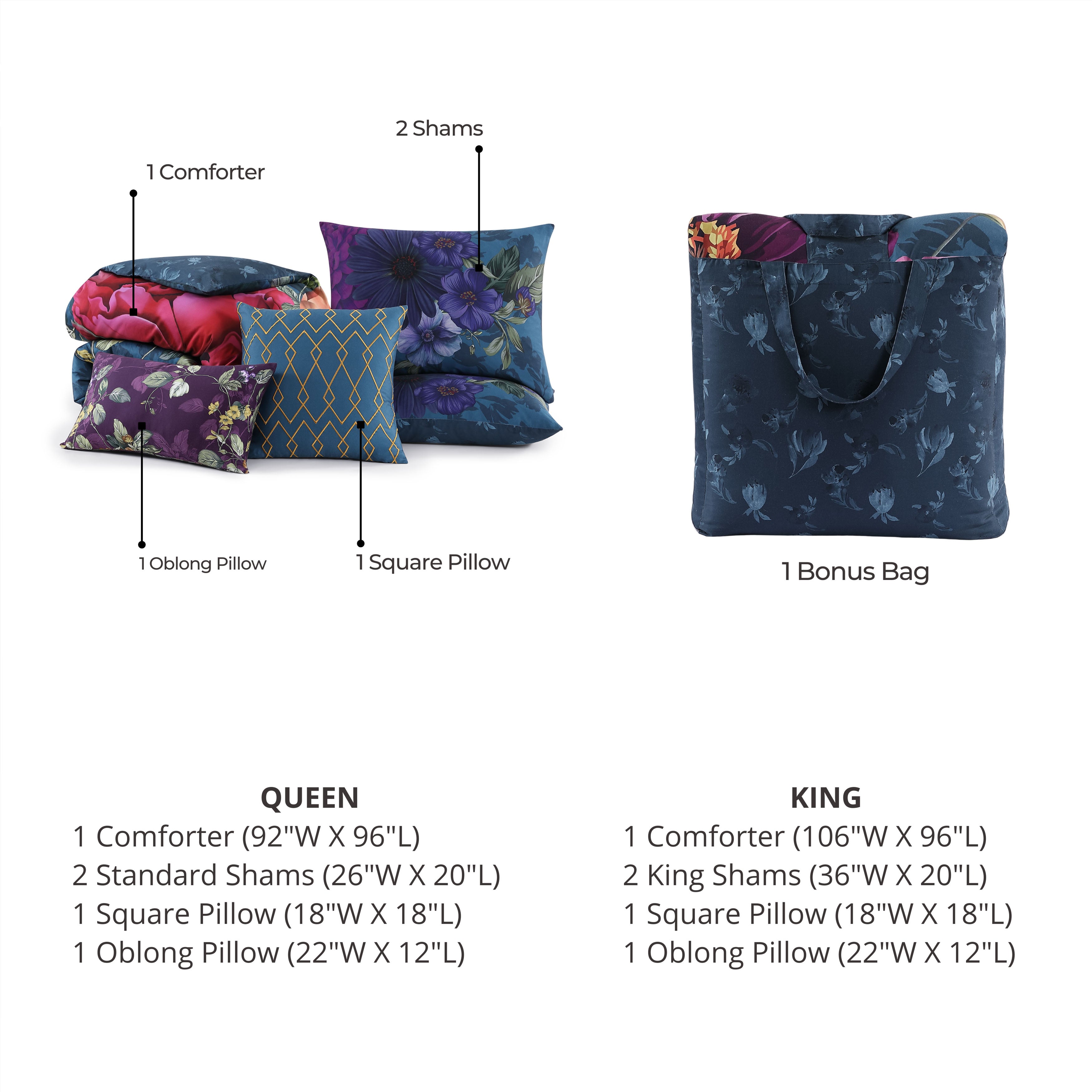 Bebejan Vibrant Flora 5 Piece Reversible Comforter Set