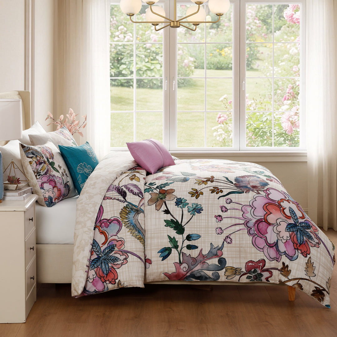 Bebejan Watercolor Jacobean 5 Piece Reversible Comforter Set