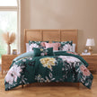 Bebejan Wild Flowers on Teal  5 Piece Reversible Comforter Set