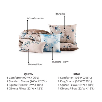 Bebejan Blue Blossom 5 Piece Reversible Comforter Set