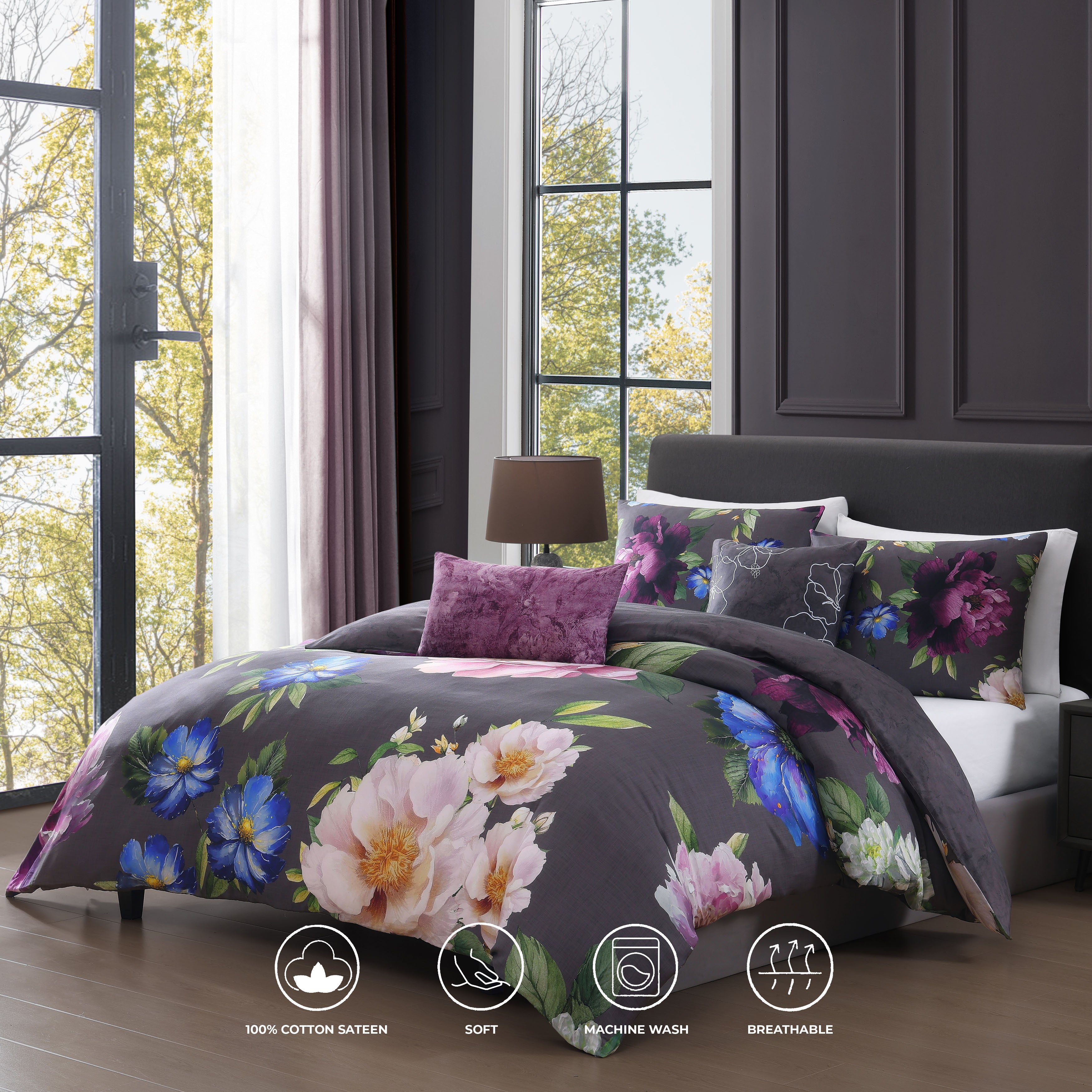 Bebejan Elegant Blossoms 5 Piece Reversible Comforter Set