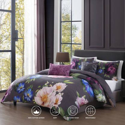 Bebejan Elegant Blossoms 5 Piece Reversible Comforter Set