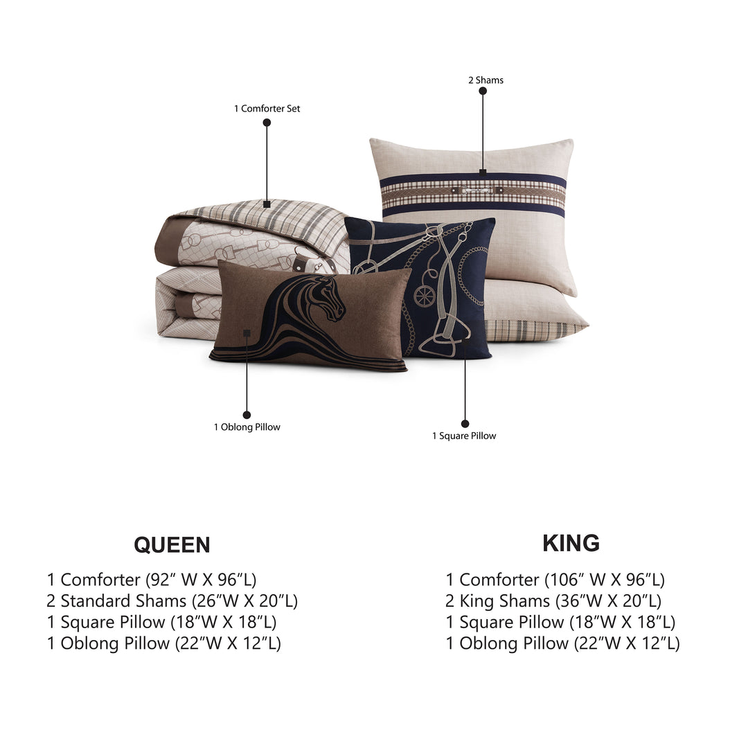 Bebejan Equestrian 5 Piece Reversible Comforter Set