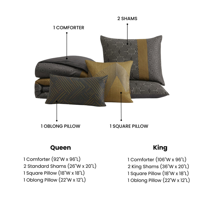 Bebejan Golden Hex 5 Piece Reversible Comforter Set