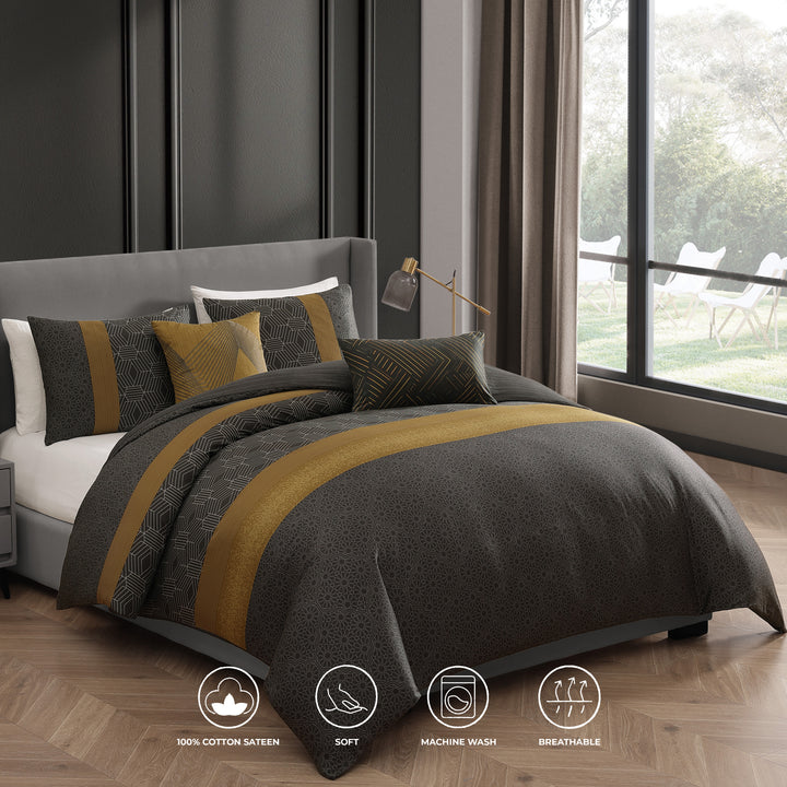 Bebejan Golden Hex 5 Piece Reversible Comforter Set