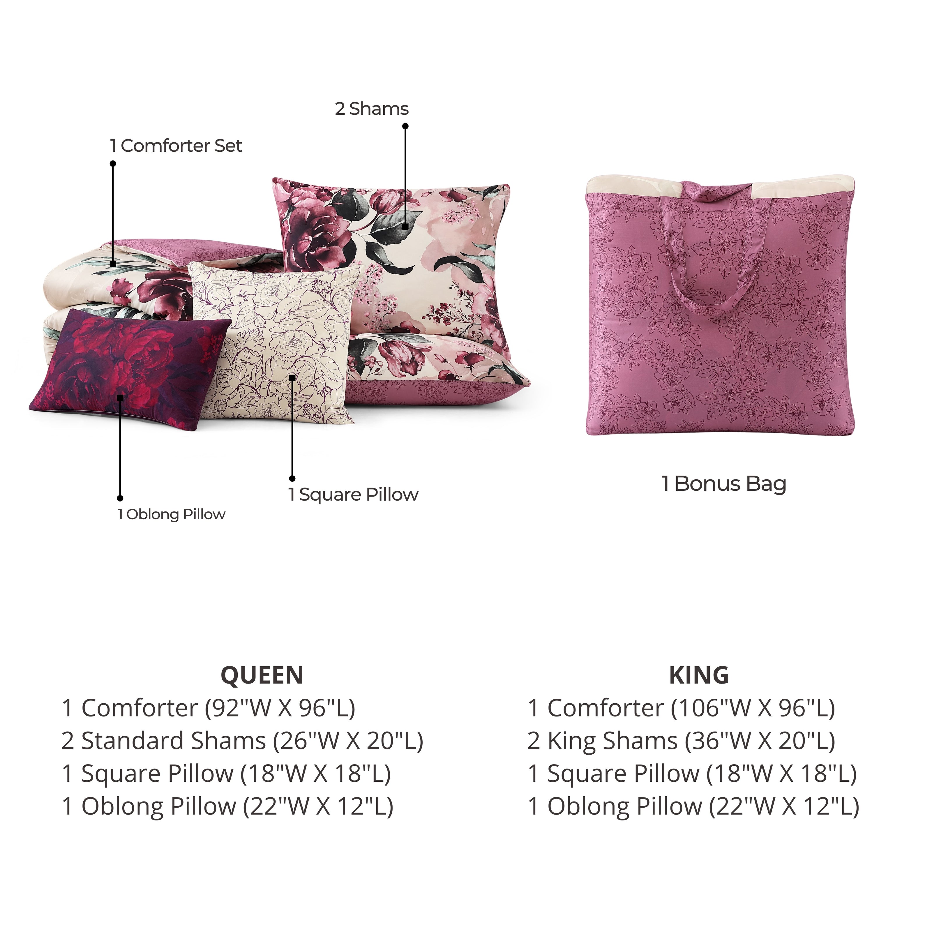 Bebejan Plum Haze 5 Piece Reversible Comforter Set