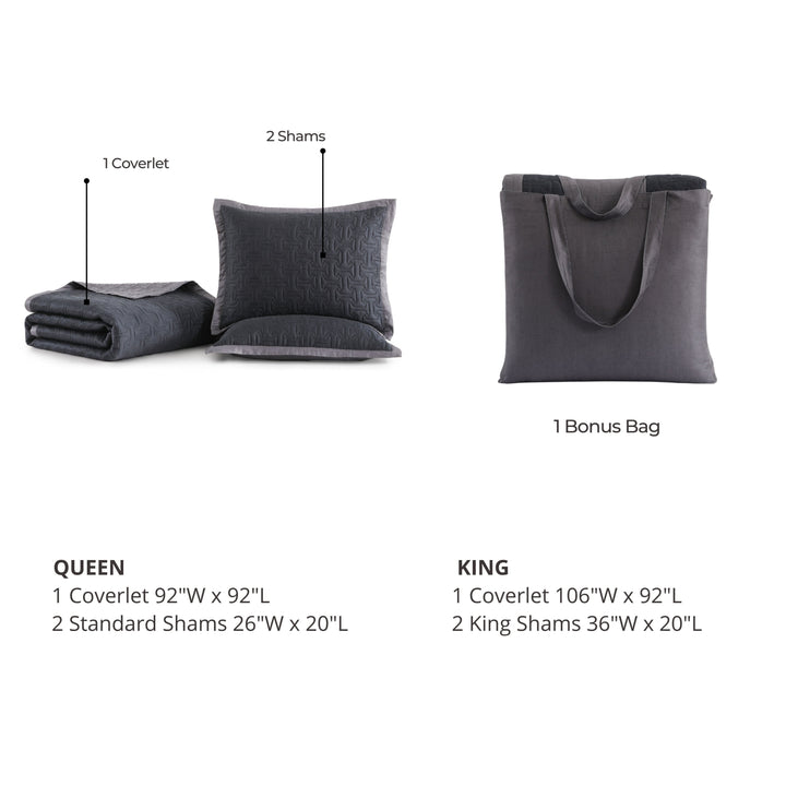 Bebejan 3 Piece Textured Quilted Coverlet Set