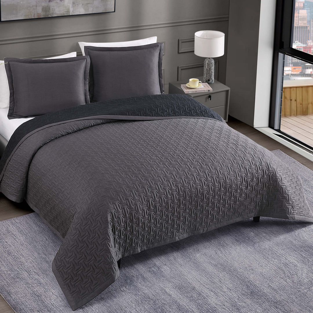 Bebejan 3 Piece Textured Quilted Coverlet Set