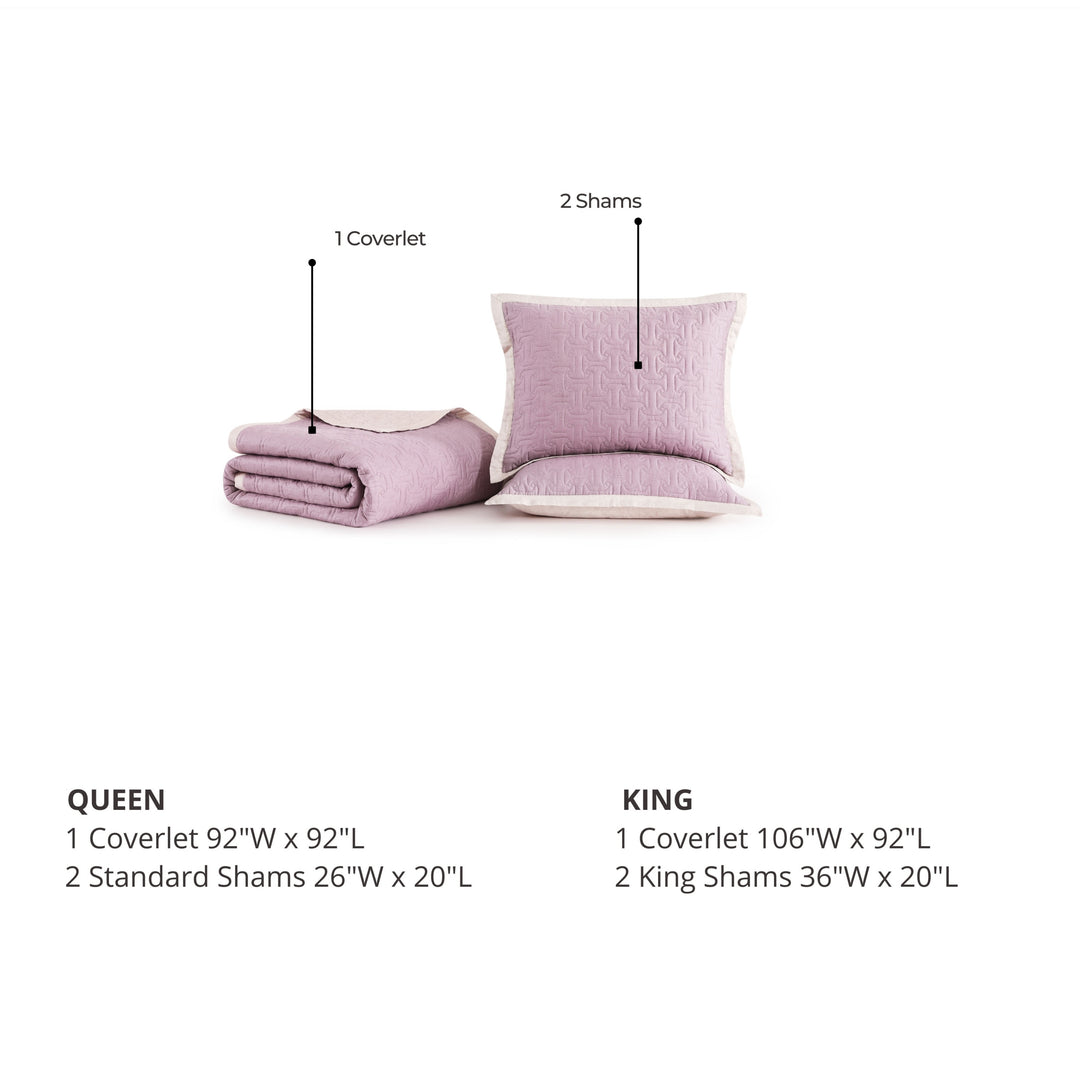 Bebejan 3 Piece Textured Quilted Coverlet Set