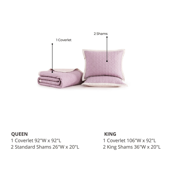 Bebejan 3 Piece Textured Quilted Coverlet Set