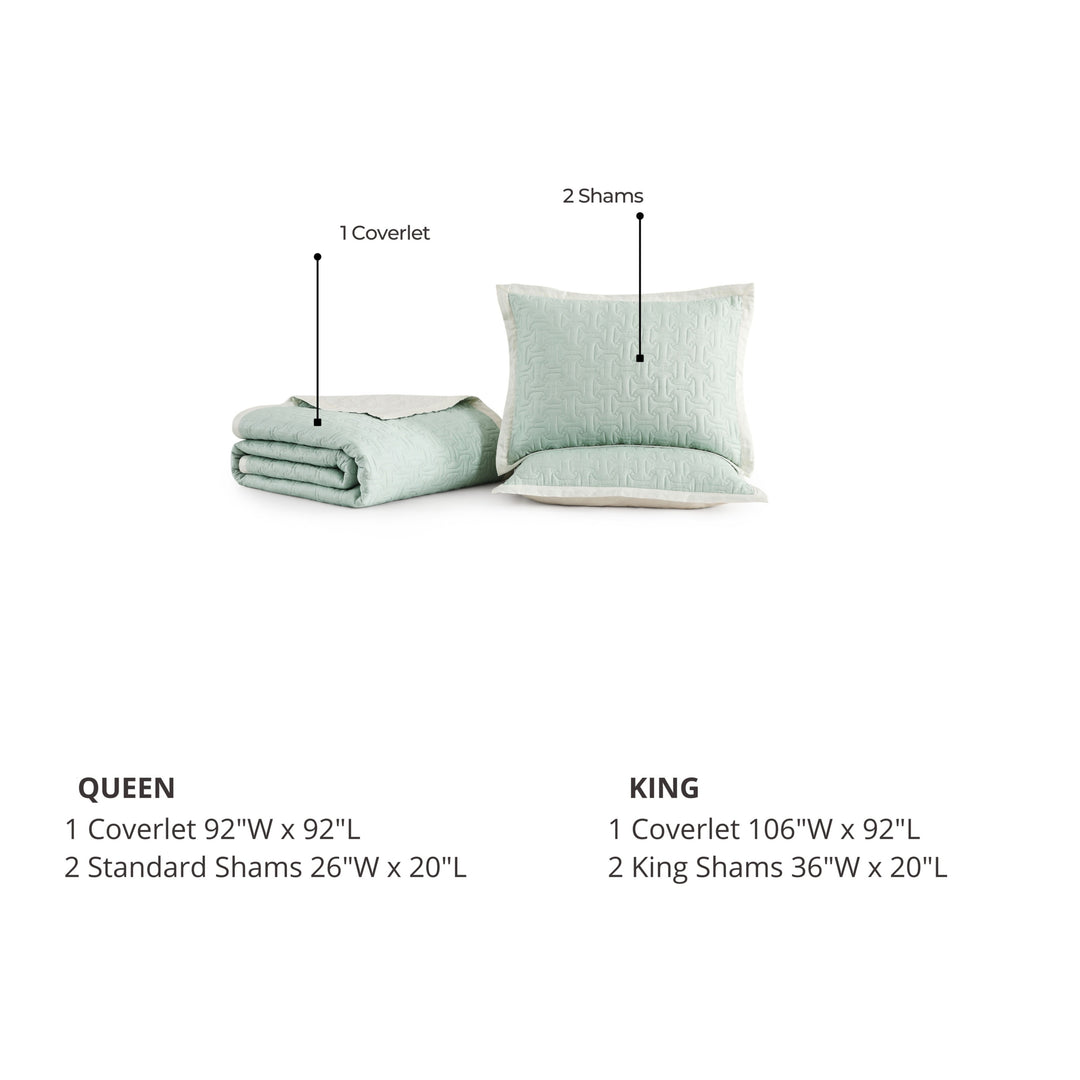 Bebejan 3 Piece Textured Quilted Coverlet Set