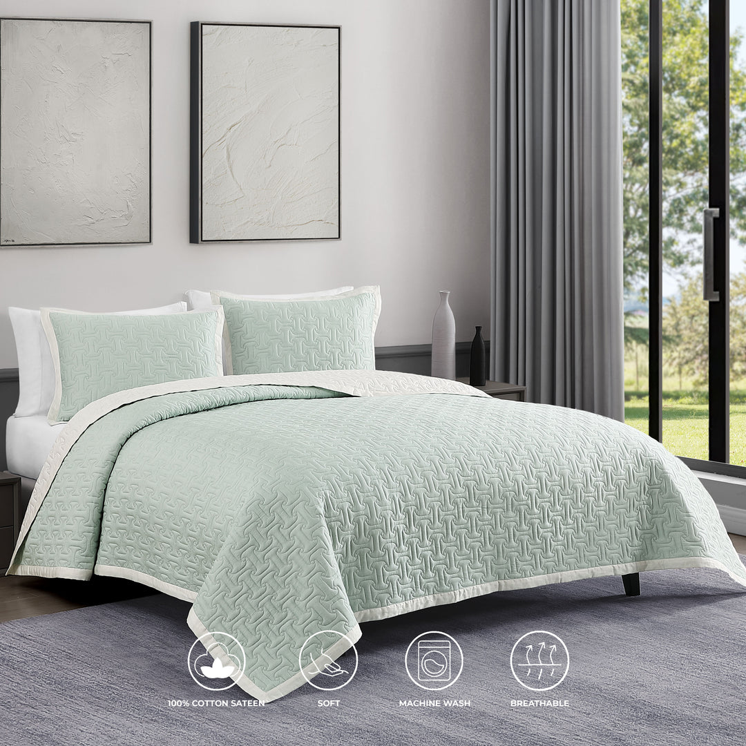Bebejan 3 Piece Textured Quilted Coverlet Set