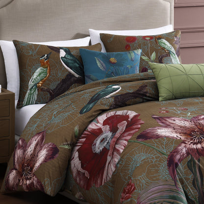 Bebejan Birds on Chocolate Brown 5 Piece Reversible Comforter Set Comforter Sets By Bebejan®